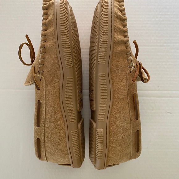 Florsheim Cozzy Tie Moccasin Slippers Mens 9M Sand Sable Leather 12184-269 New - Picture 3 of 10